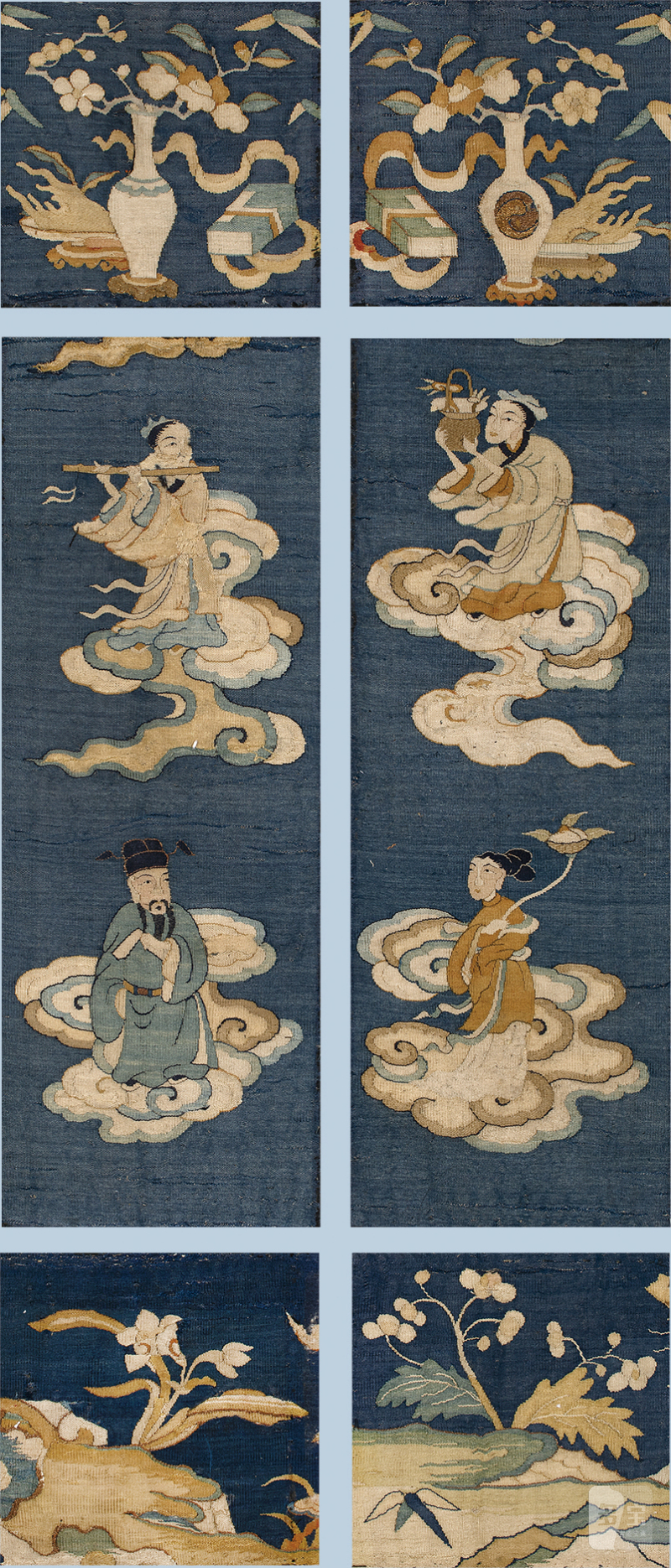 明缂丝神仙人物挂屏一对 - 图1